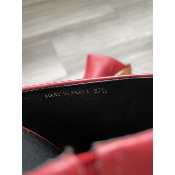 tibi Red Leather Mules Heels Size 37.5 Brazil 7 Slip-On Shoes - Picture 8 of 8